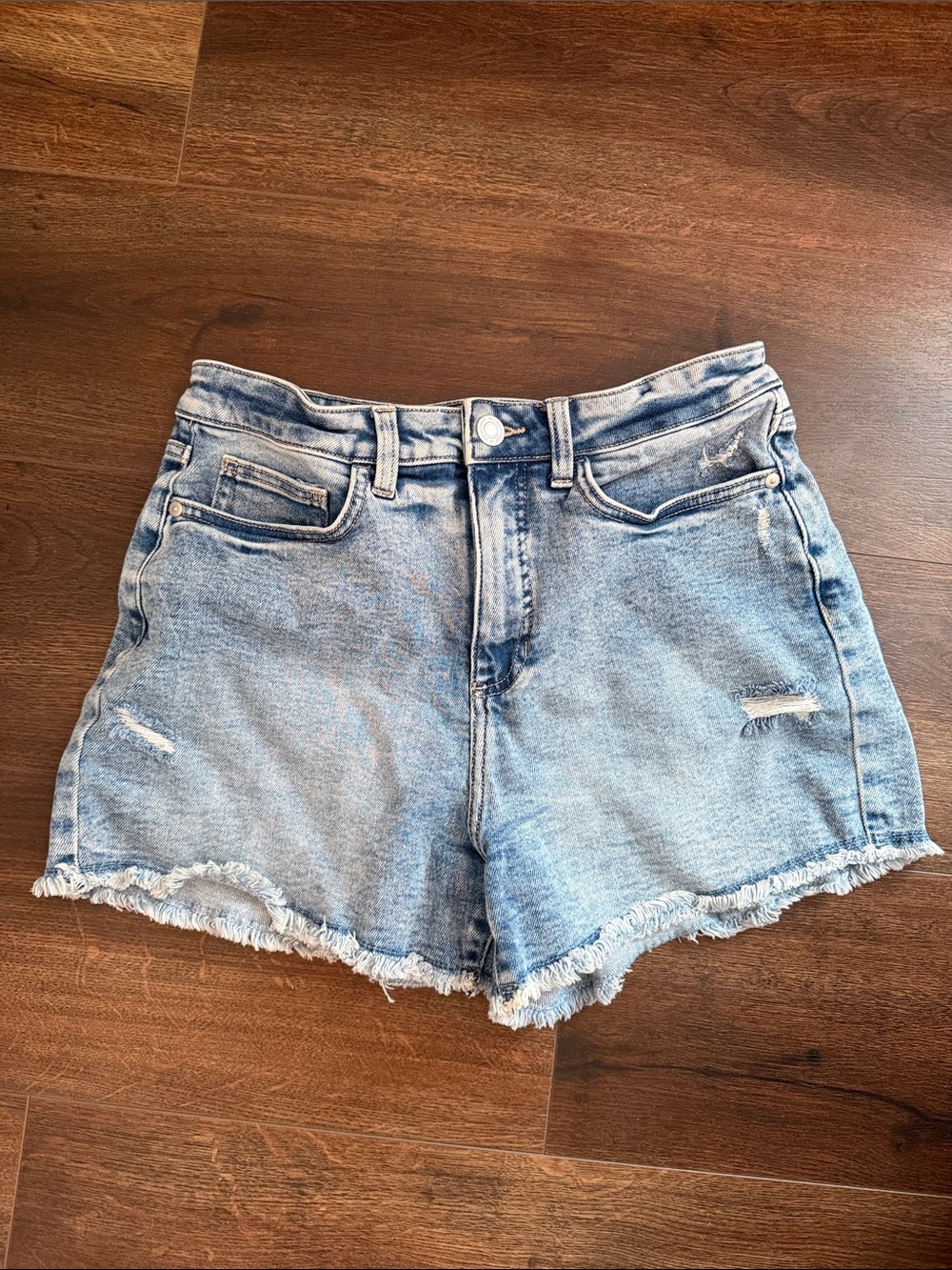 LC Lauren Conrad Light Blue Frayed Hem Denim Shorts